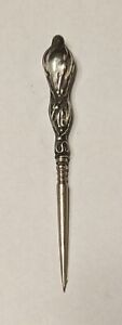 Art Nouveau Sterling Silver Sewing Tool 3 1 8 Stiletto Awl Excellent Condition