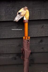 Painted Greyhound Whippet Lurcher Handled Collectors Walking Stick Umbrella 